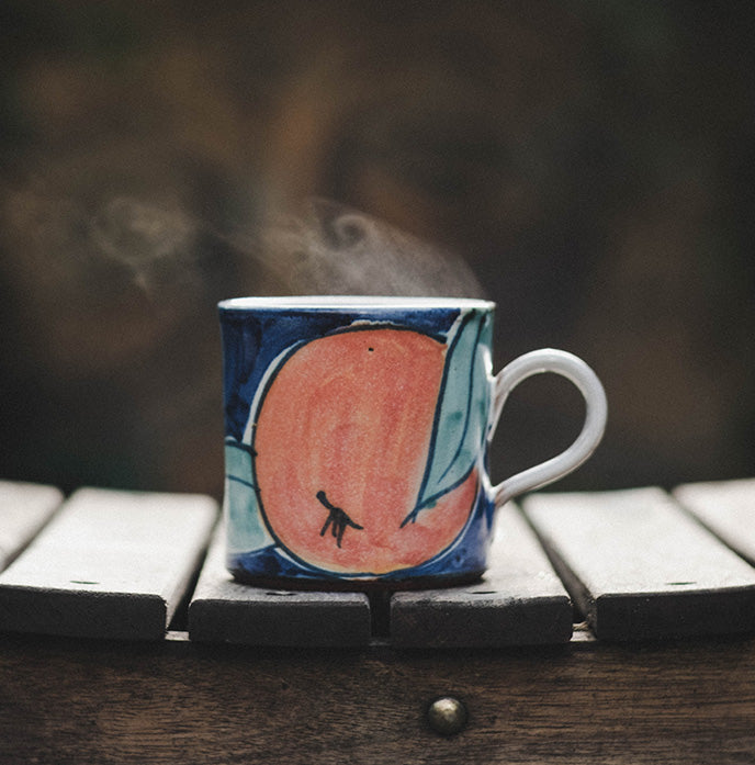 A mug of freshly roasted coffee